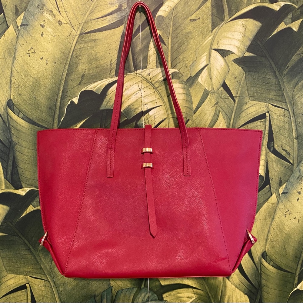 Zac Posen Large Red Purse with Gold Accents EUC